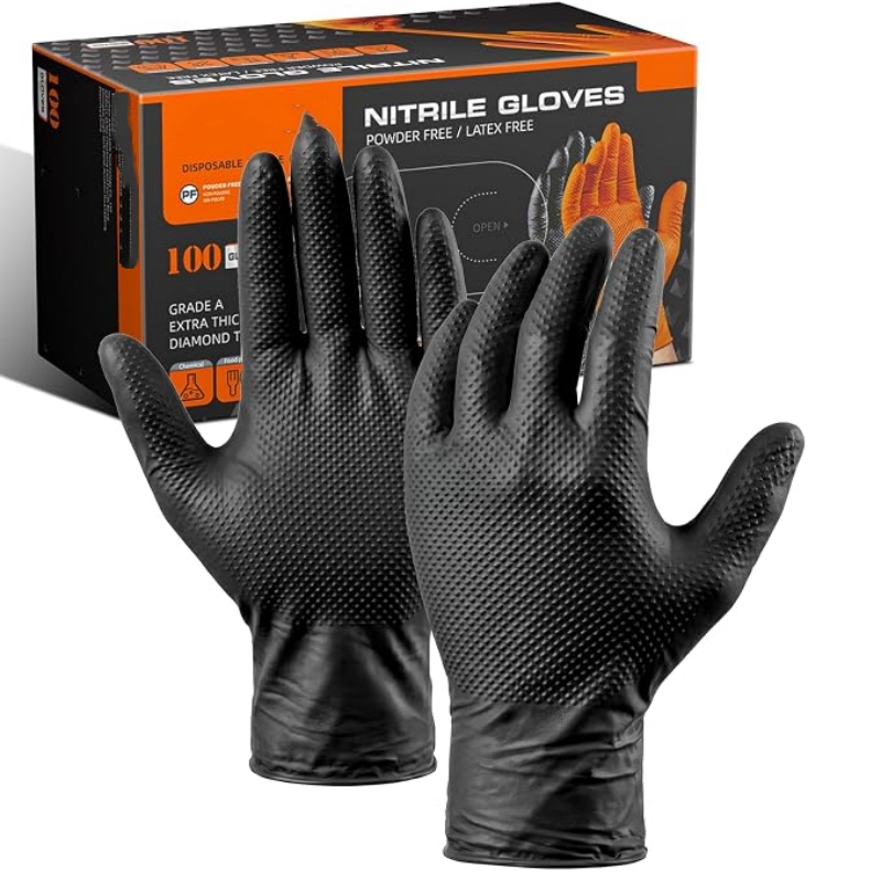 Disposable Gloves Nitrile - 8 Mil Heavy Duty Industrial Orange