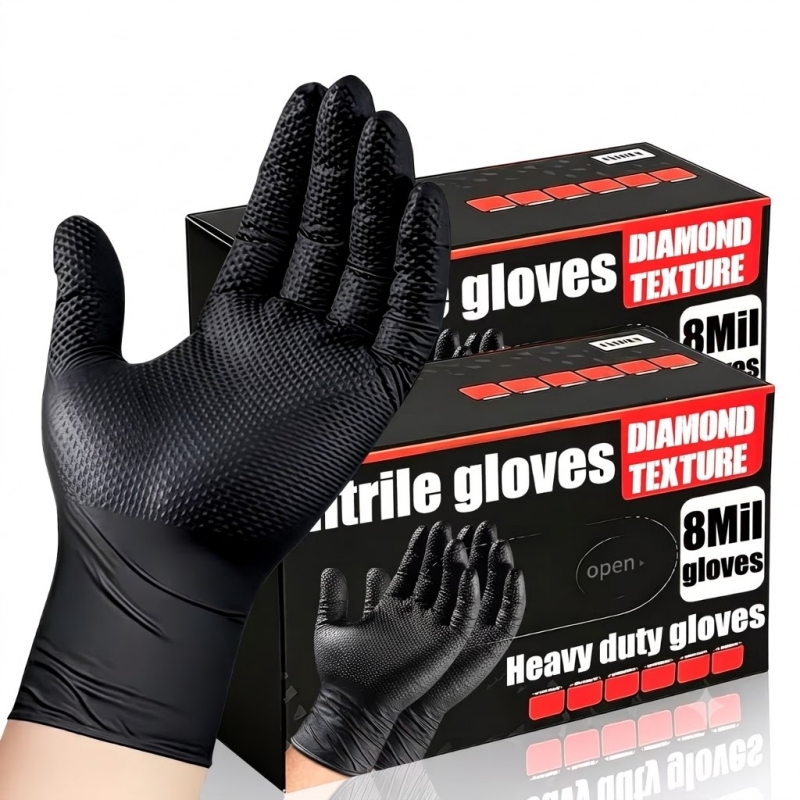 Disposable Gloves Nitrile - Heavy Duty Black Industrial Nitrile Gloves