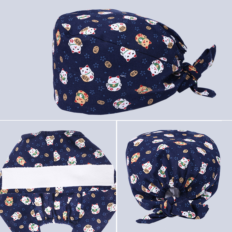Medical Lab Business - Lucky Cat Surgical Cap Women Long