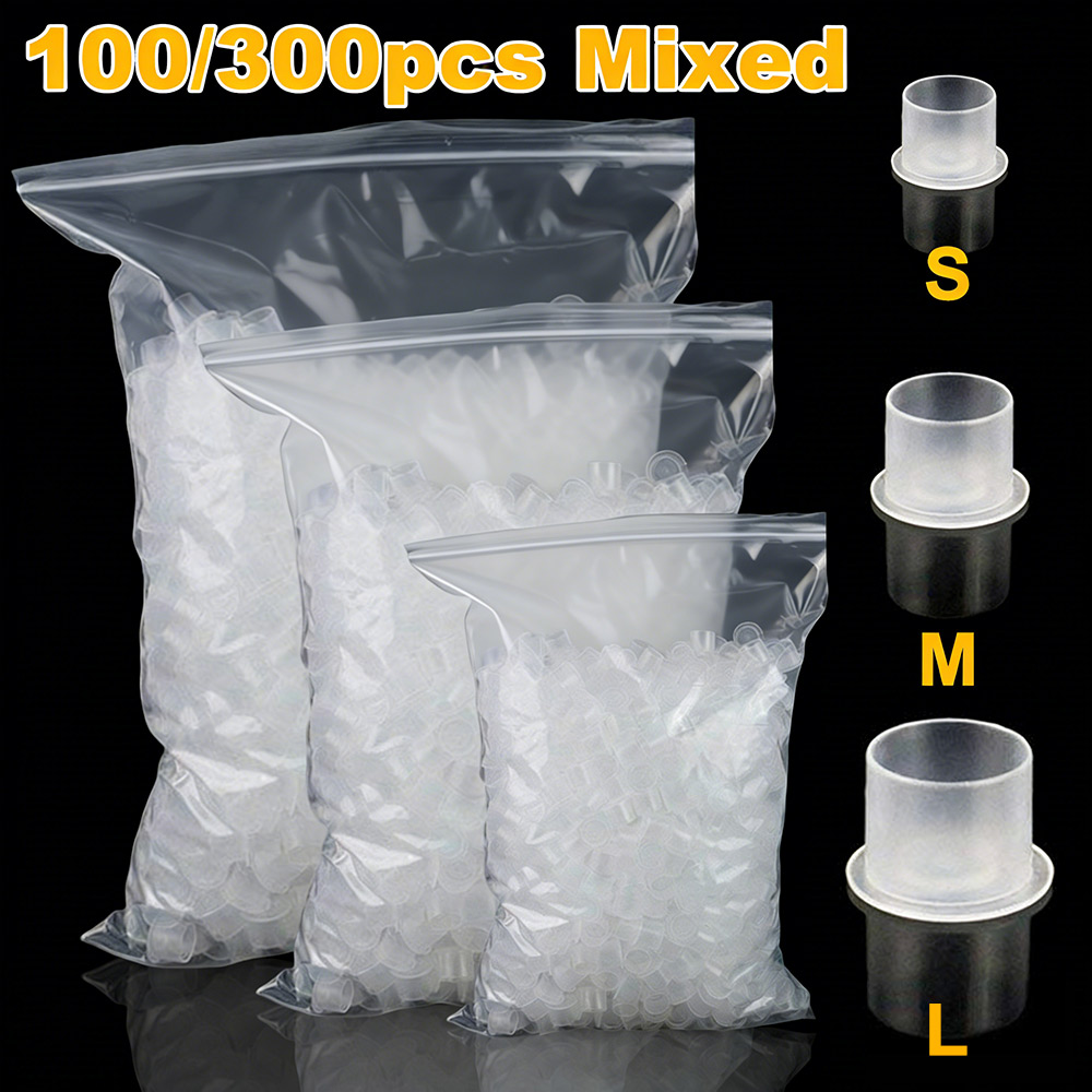 Disposable Gloves Nitrile - 300/100pcs Tattoo Ink Cups Caps Disposable