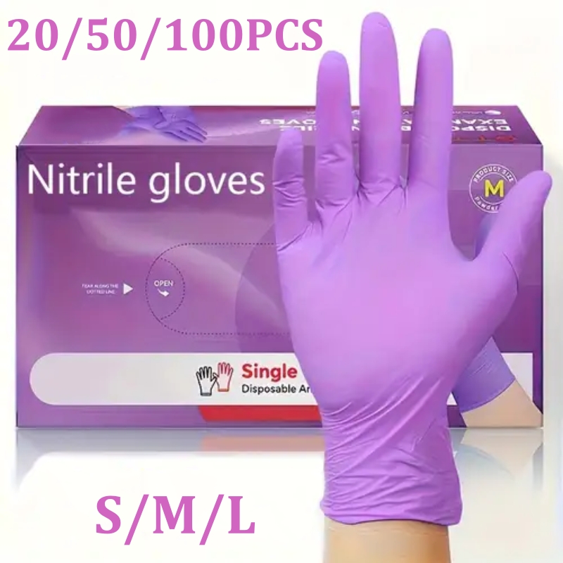 Disposable Gloves Nitrile - 50/100PCS Violet Nitrile Gloves Disposable Purple