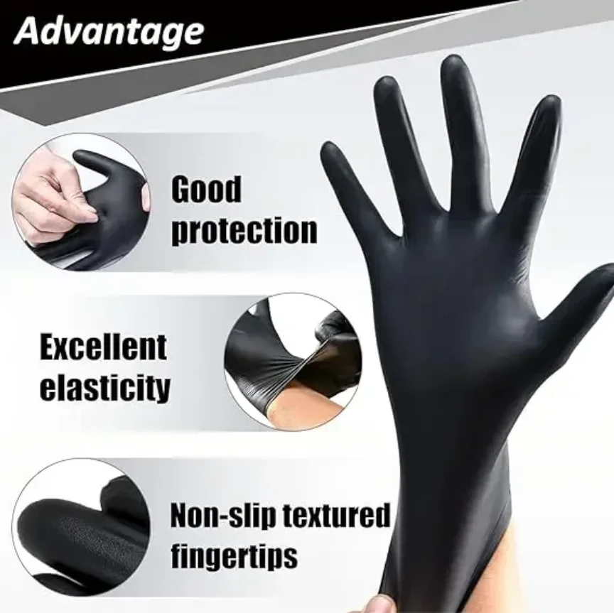 Disposable Gloves Nitrile - 10/100Pcs Black Nitrile Gloves Thickened Disposable